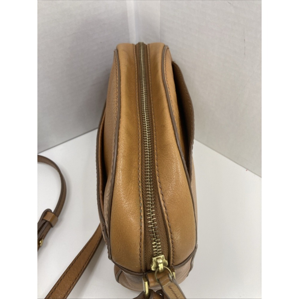 Vintage Tan‎ Brown Fossil Crossbody with Gold Key Purse Handbag 7 inch - Picture 4 of 11